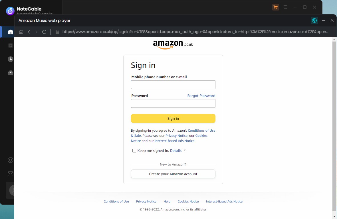 login amazon music converter