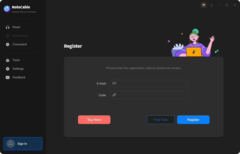 register notecable amazon music converter
