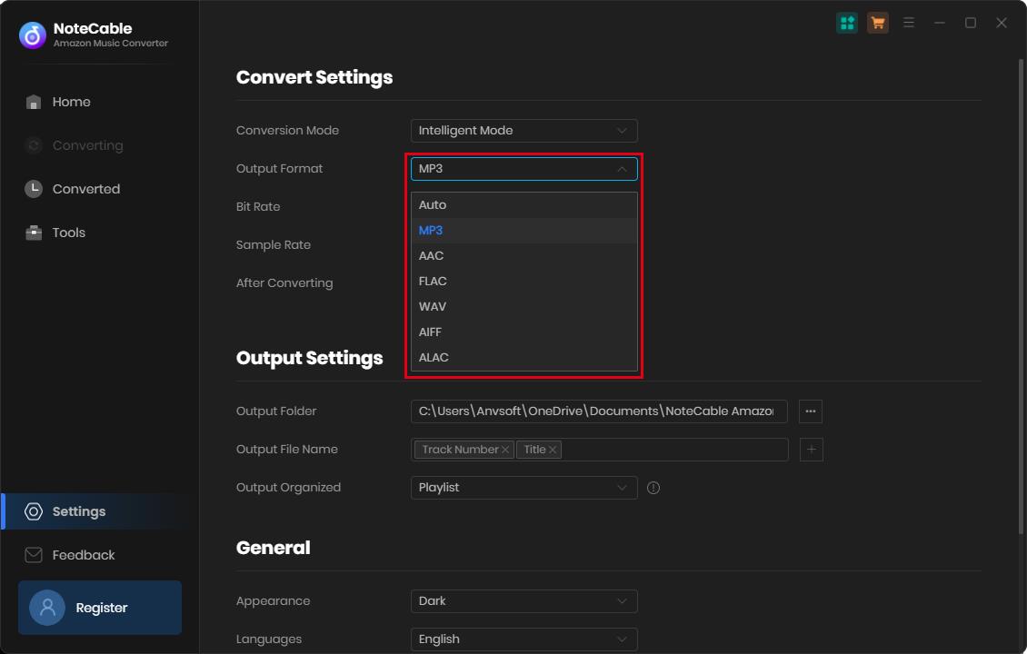 Customize output settings