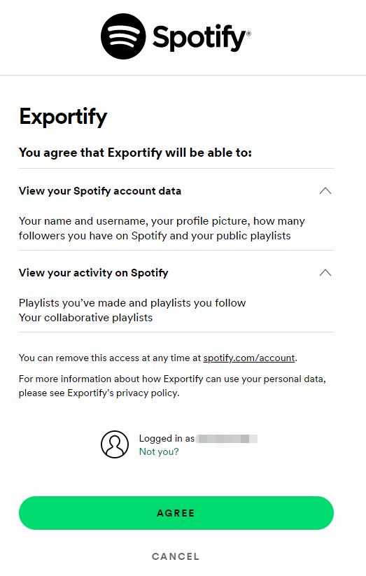 log into exportify