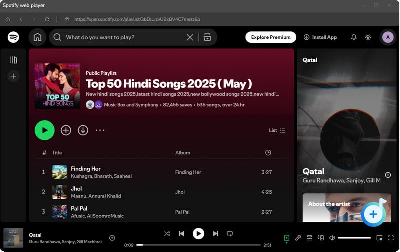 notecable spotify hindi songs