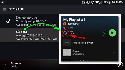 spotify downloads to sd card