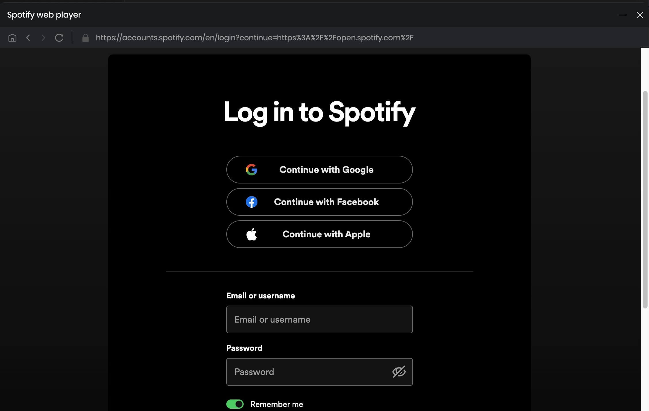 Login with Spotify account