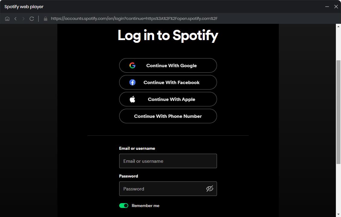 login in spotify account